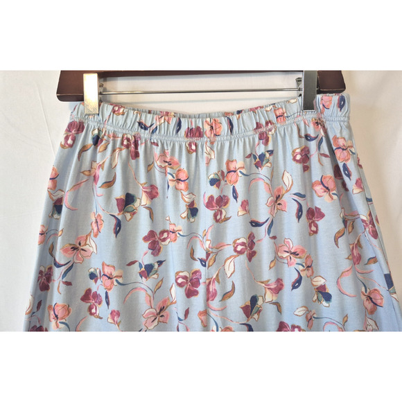 Sold! Garnet Hill Asian Wrap Blue Pink Floral Organic Cotton Pajama Set Large - Picture 8 of 13